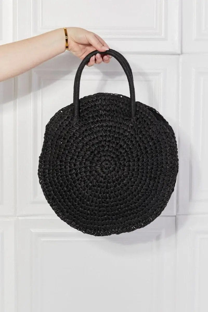 Justin Taylor Beach Date Straw Rattan Handbag in Black - Love Salve